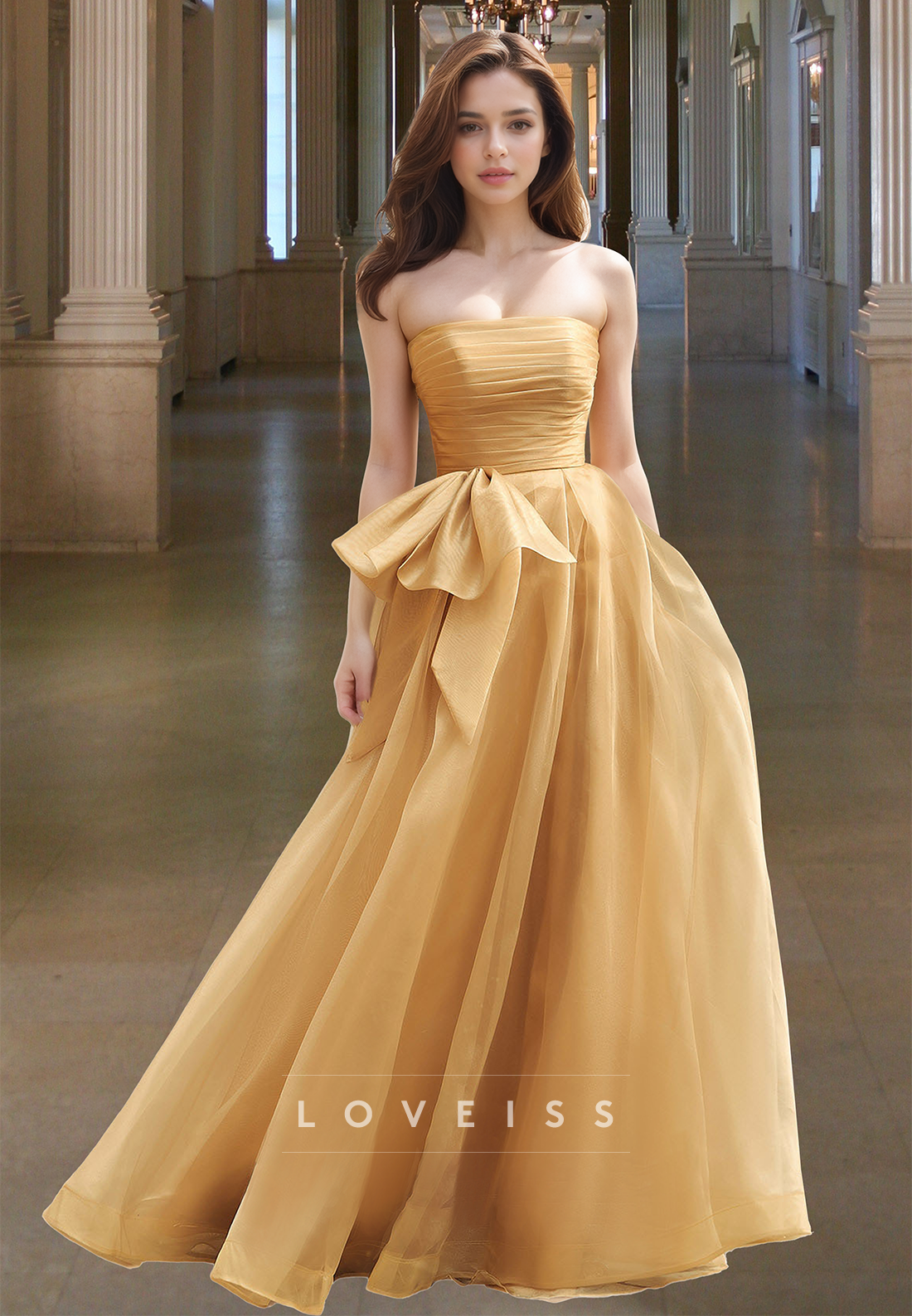 Straight Across Sleeveless Pleated A-Line Prom Dress Loveiss Straight Across Sleeveless Pleated A-Line Prom Dress Loveiss