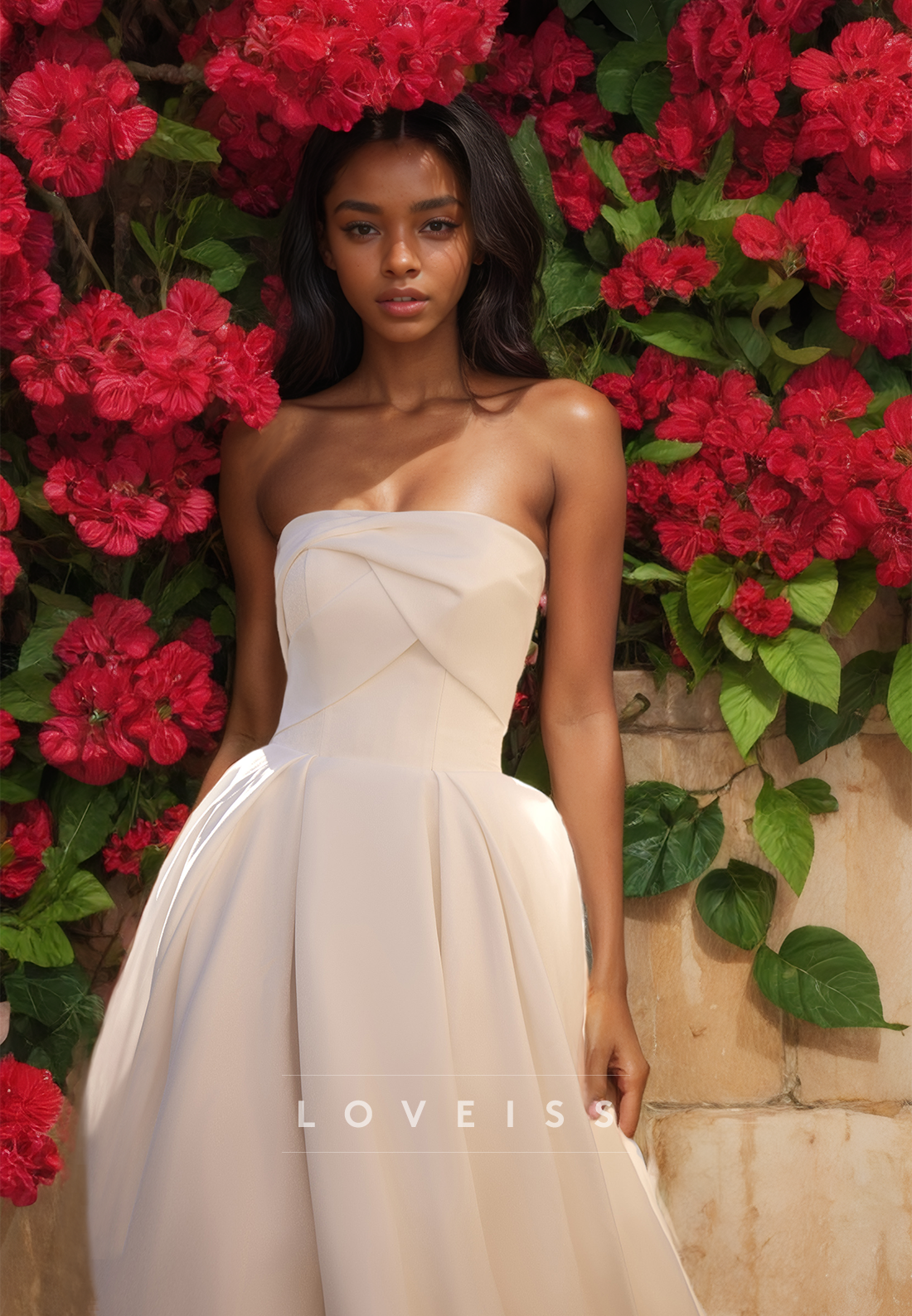 Straight Across Sleeveless Pleated Sleek Satin A-Line Wedding Dress