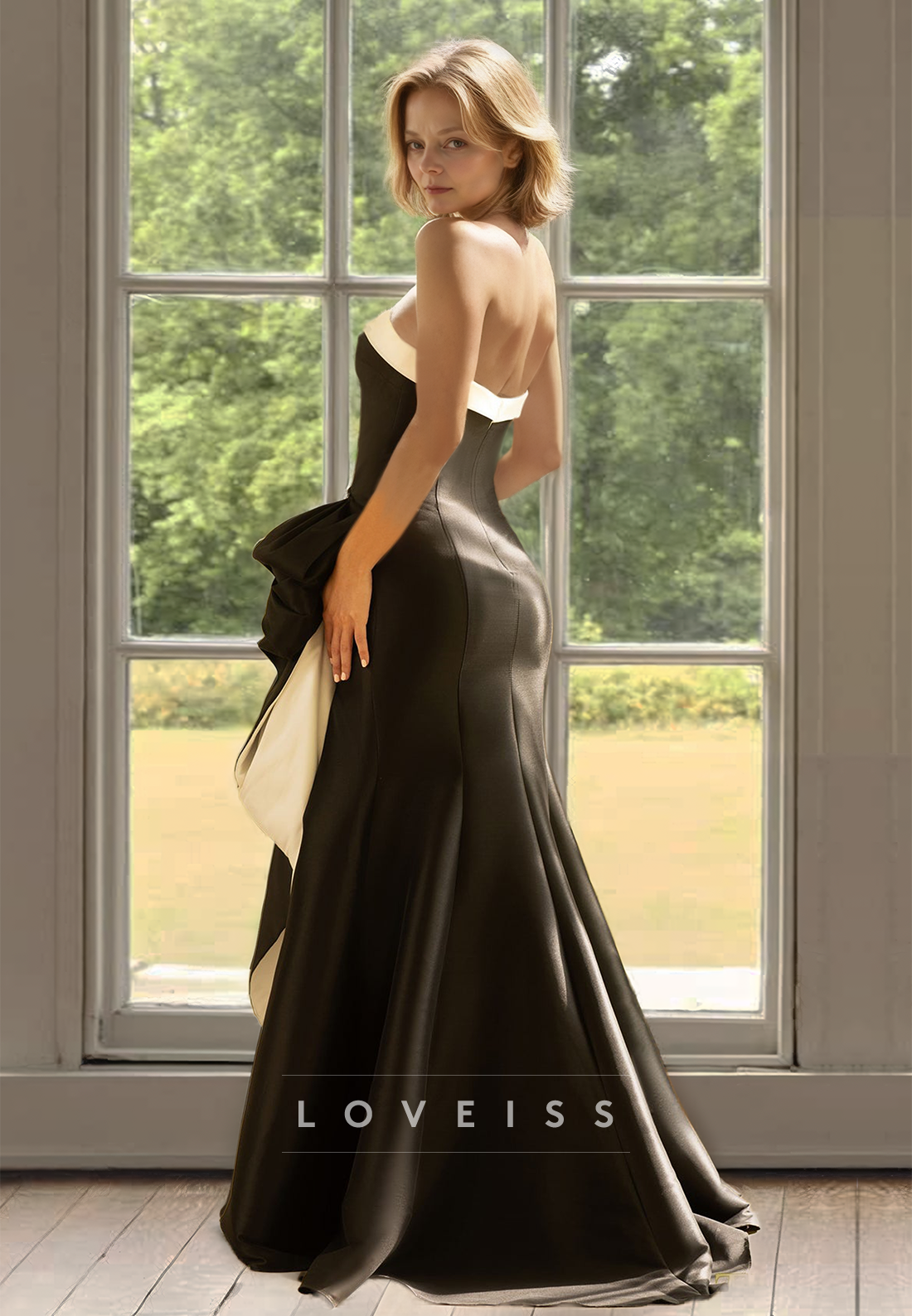 Straight Across Sleeveless Ruffled Mermaid Mother of Bride Dress