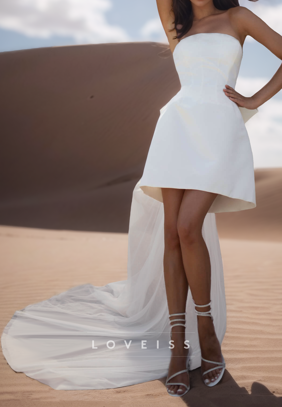 Straight Across Sleeveless Satin A-Line Short Beach Wedding Dress