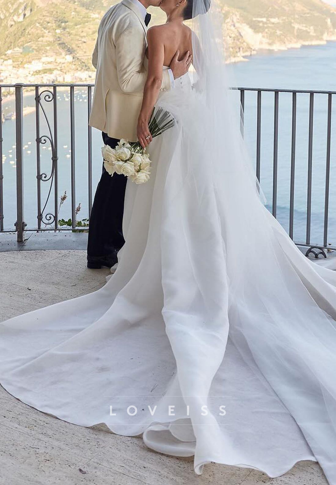 Straight Across Sleeveless Satin Pleated A-Line Classic Wedding Dress