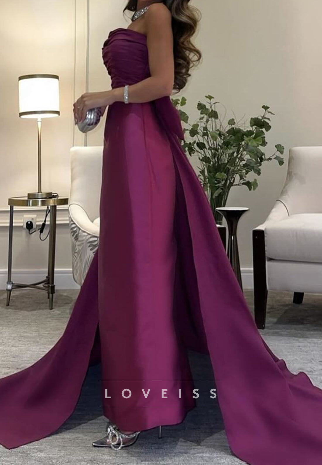 Straight Across Sleeveless Sleek Satin Mermaid Formal Dress