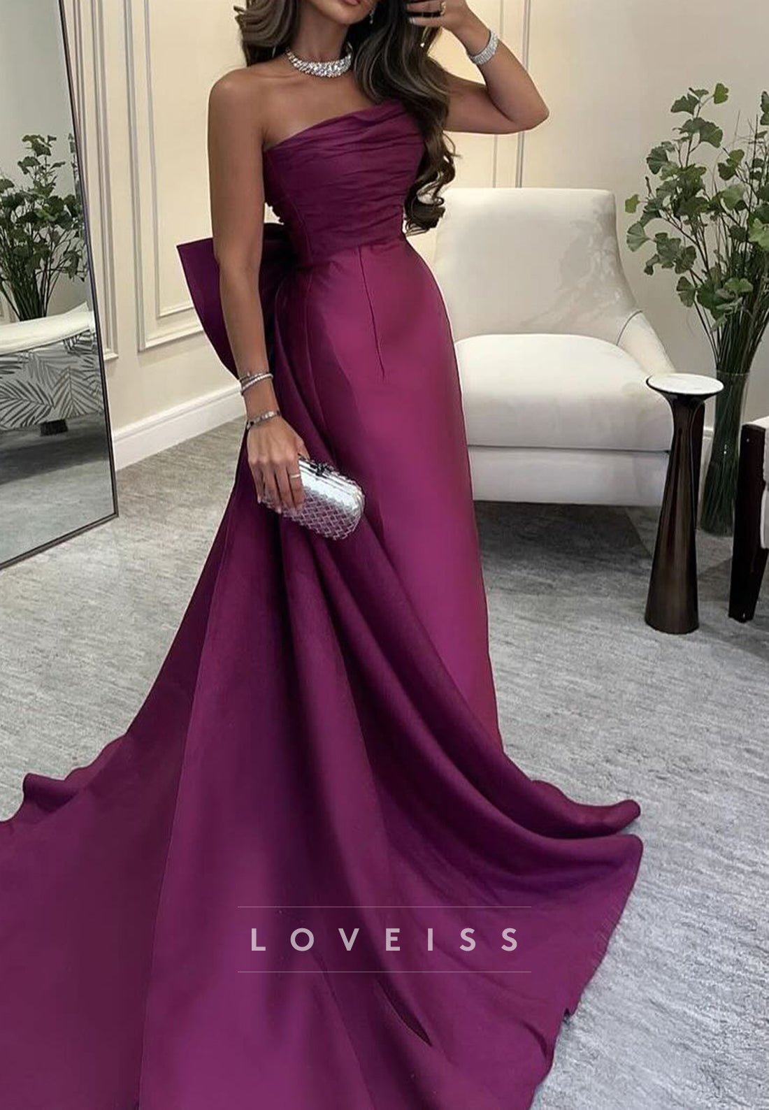 Straight Across Sleeveless Sleek Satin Mermaid Formal Dress