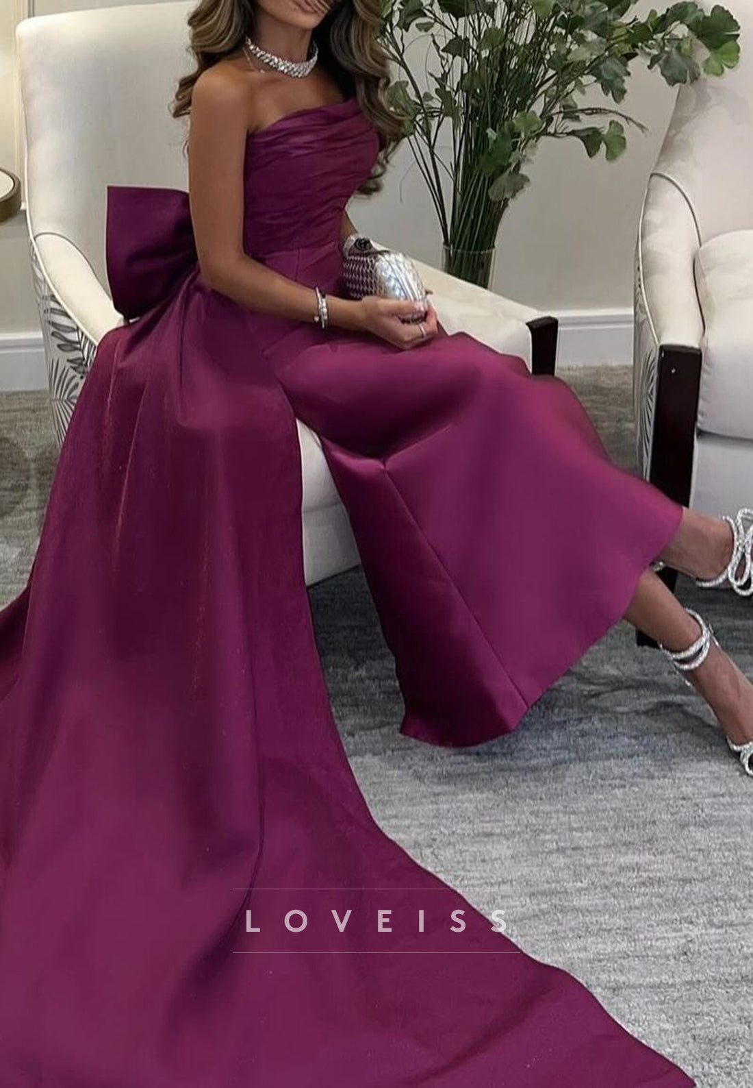 Straight Across Sleeveless Sleek Satin Mermaid Formal Dress