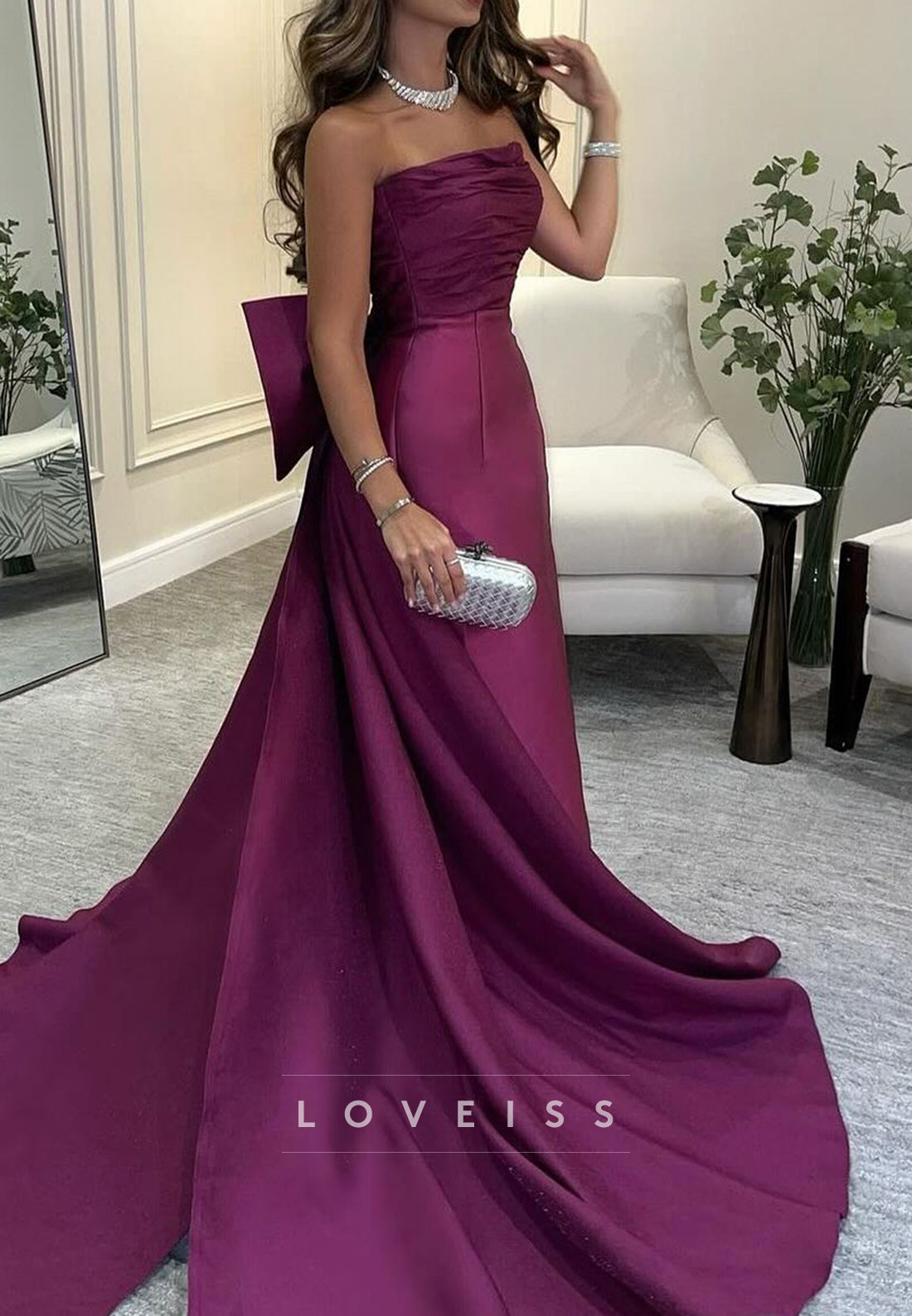 Straight Across Sleeveless Sleek Satin Mermaid Formal Dress