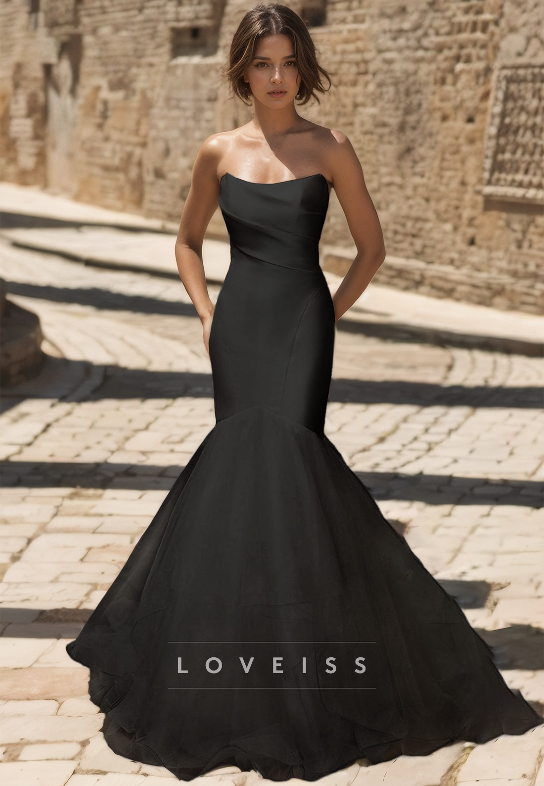Straight Across Sleeveless Sleek Satin Mermaid Wedding Dress