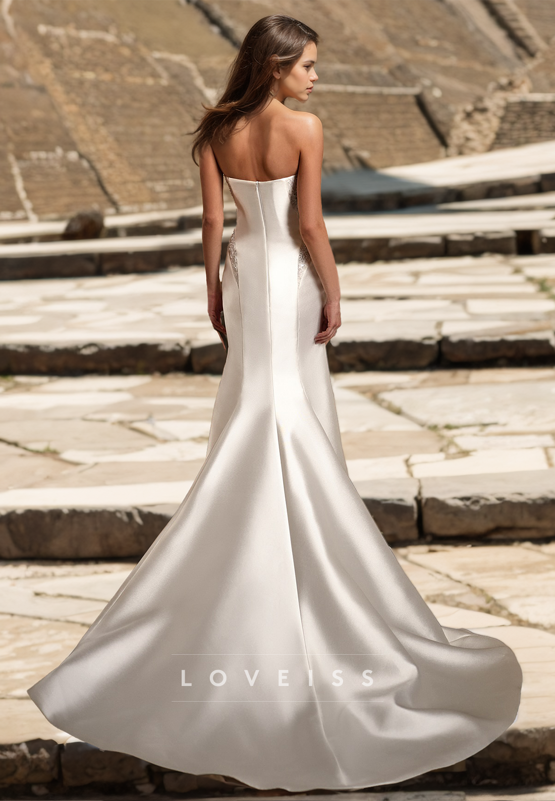 Straight Across Sleeveless Sleek Satin Mermaid Wedding Dress