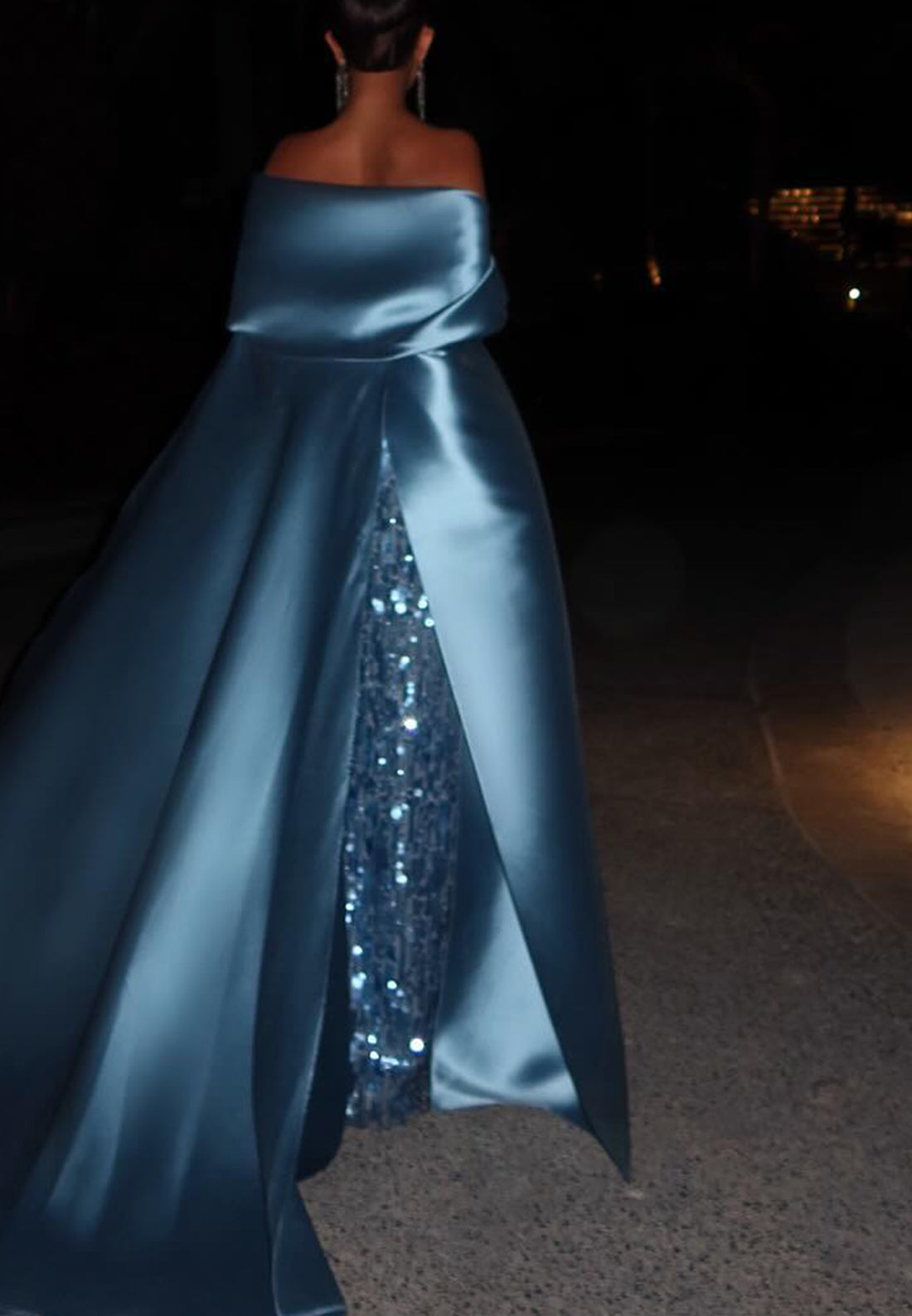 Straight Across Sleevelesss Sequins Sparkly Mermaid Evening Dress