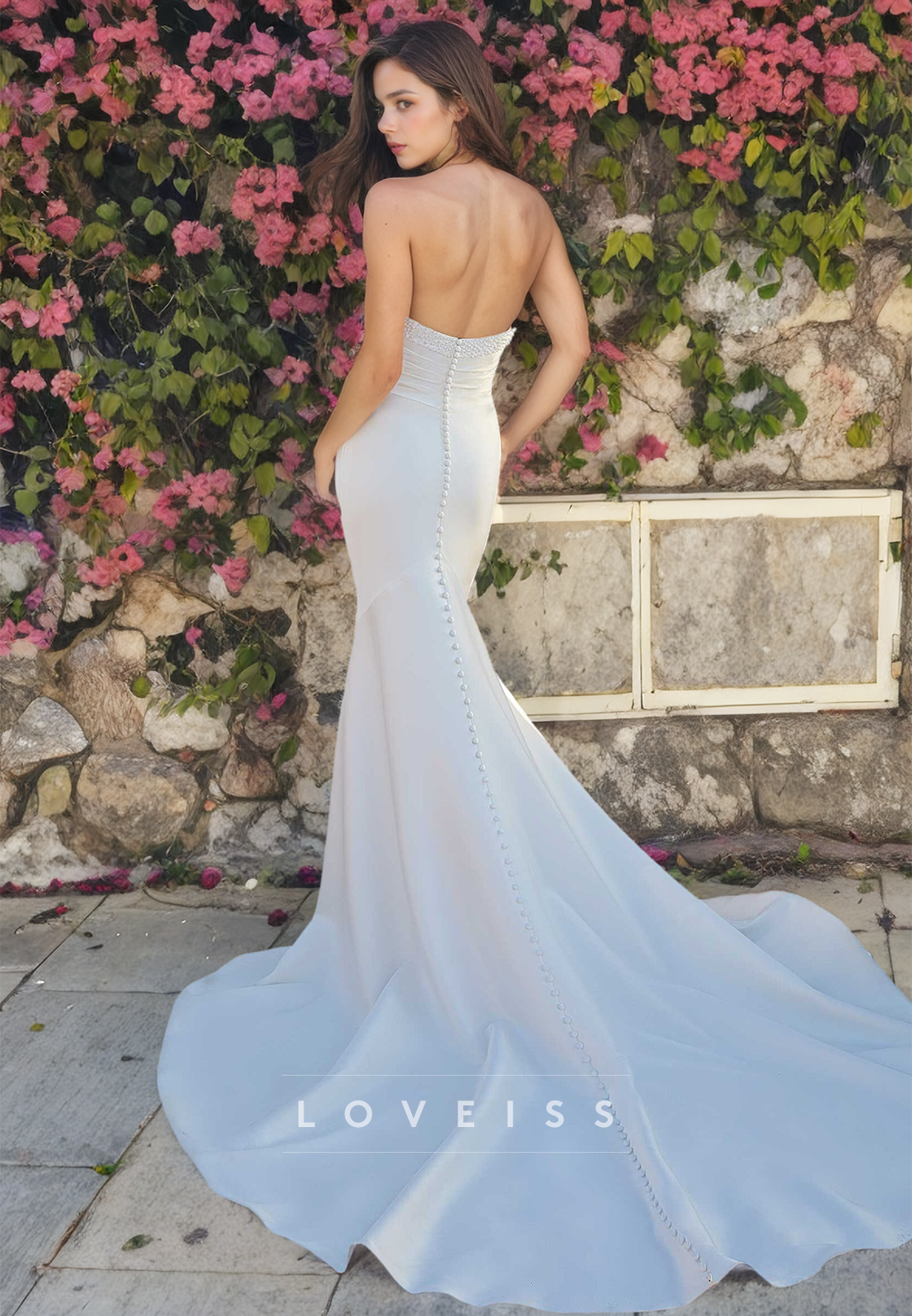 Straight Across Strapless Mermaid Wedding Dress