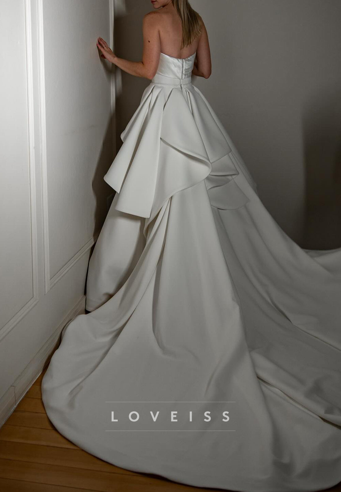 Straight Across Tiered A-Line Wedding Dress