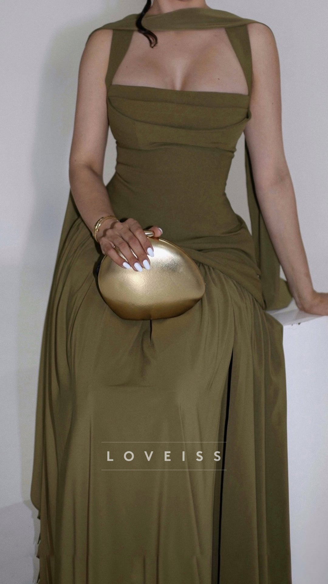 Strapless Sleeveless Corset Chiffon A-Line Prom Dress with Gloves