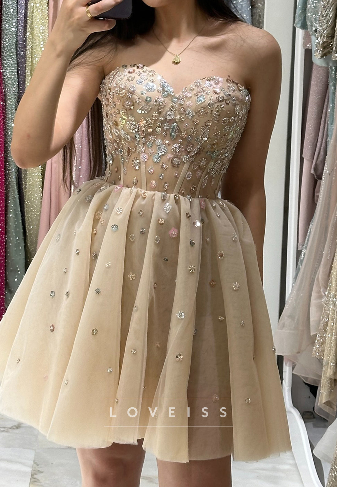 Sweeetheart Beaded Pleated A-Line Short Party Homecoming Dress