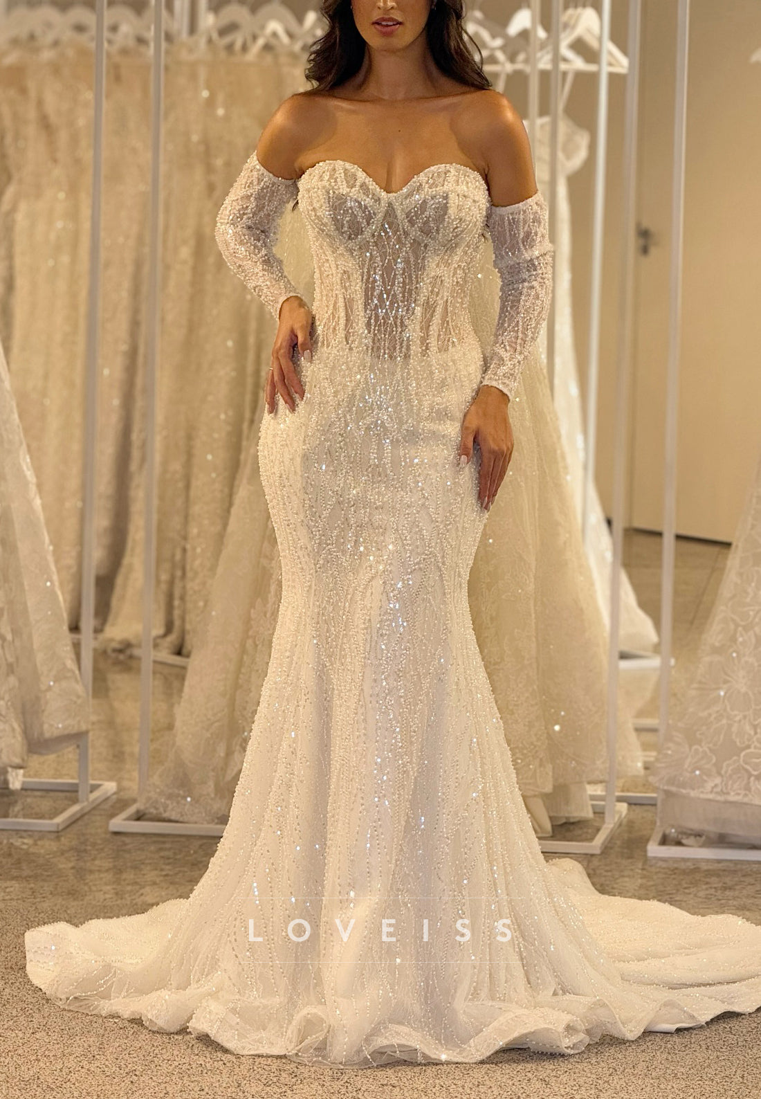 Sweeetheart Sleeveless Beaded Embroidery Mermaid Wedding Dress