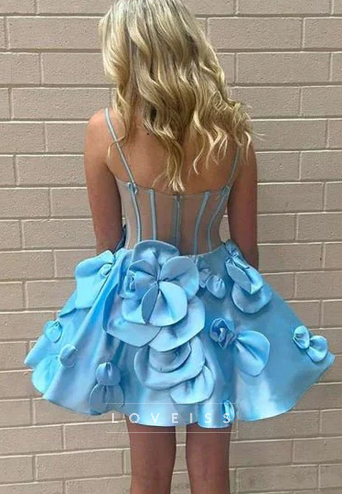 Sweetheart 3D Floral Spaghetti Straps A-Line Homecoming Dress