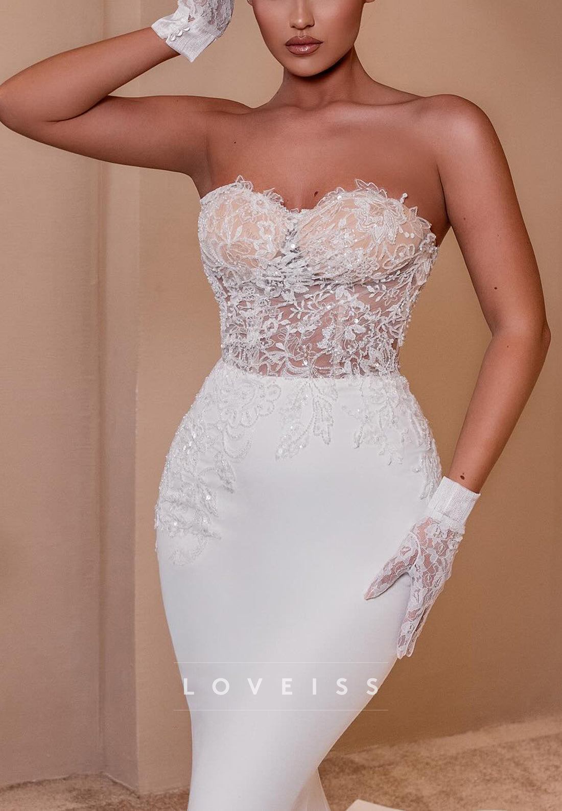 Sweetheart Appliques Sleeveless Appliques Mermaid Wedding Dress