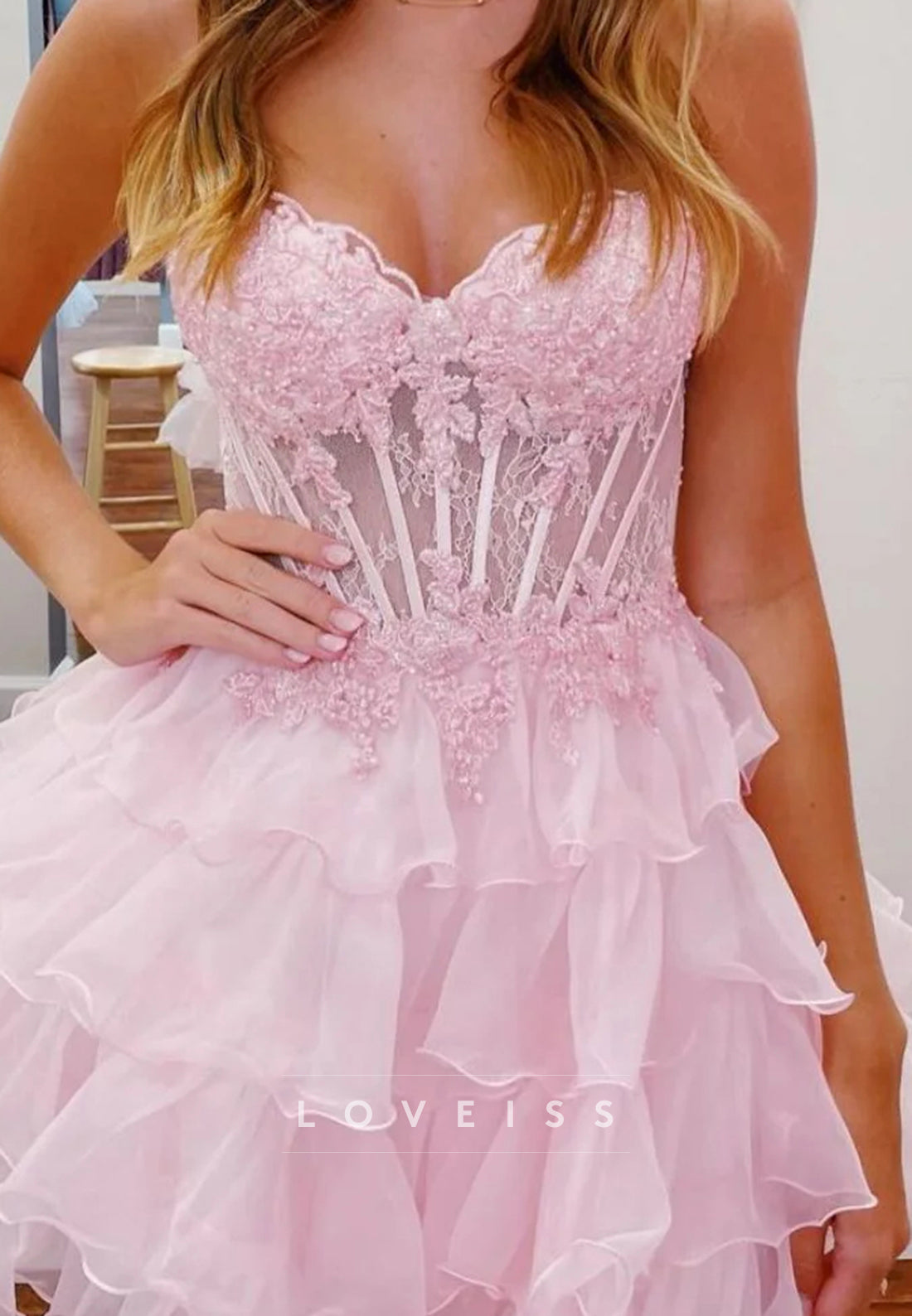 Sweetheart Appliques Tiered A-Line Party Homecoming Dress