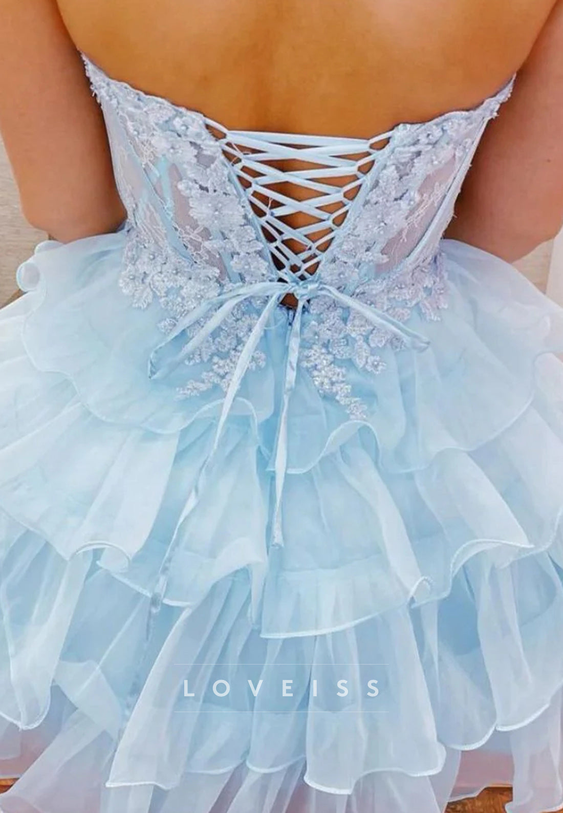 Sweetheart Appliques Tiered A-Line Party Homecoming Dress