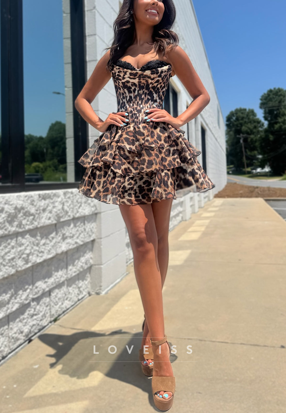 Sweetheart Appliques Tiered A-Line Short Party Homecoming Dress