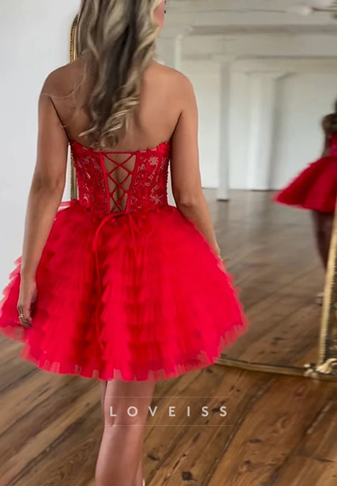 Sweetheart Appliques Tulle A-Line Short Homecoming Dress