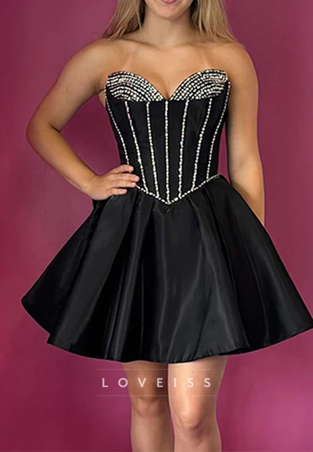 Sweetheart Beaded A-Line Short Party Homecoming Dress