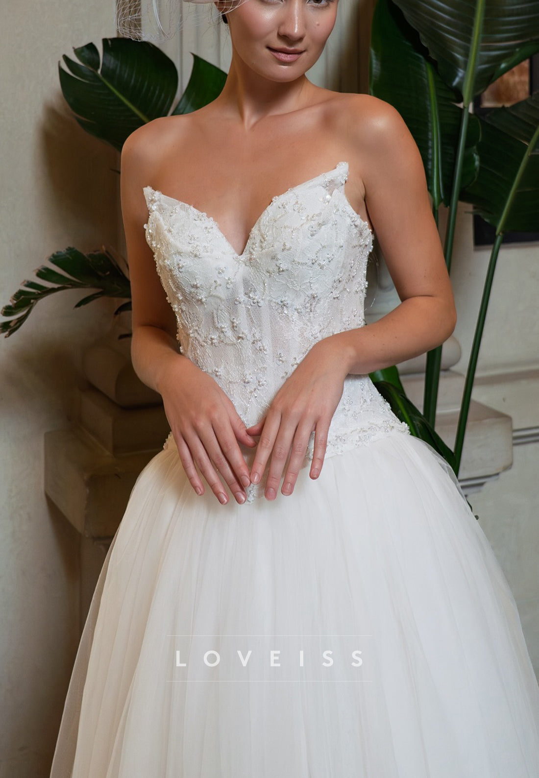 Sweetheart Beaded Corset Tulle Midi Wedding Dress