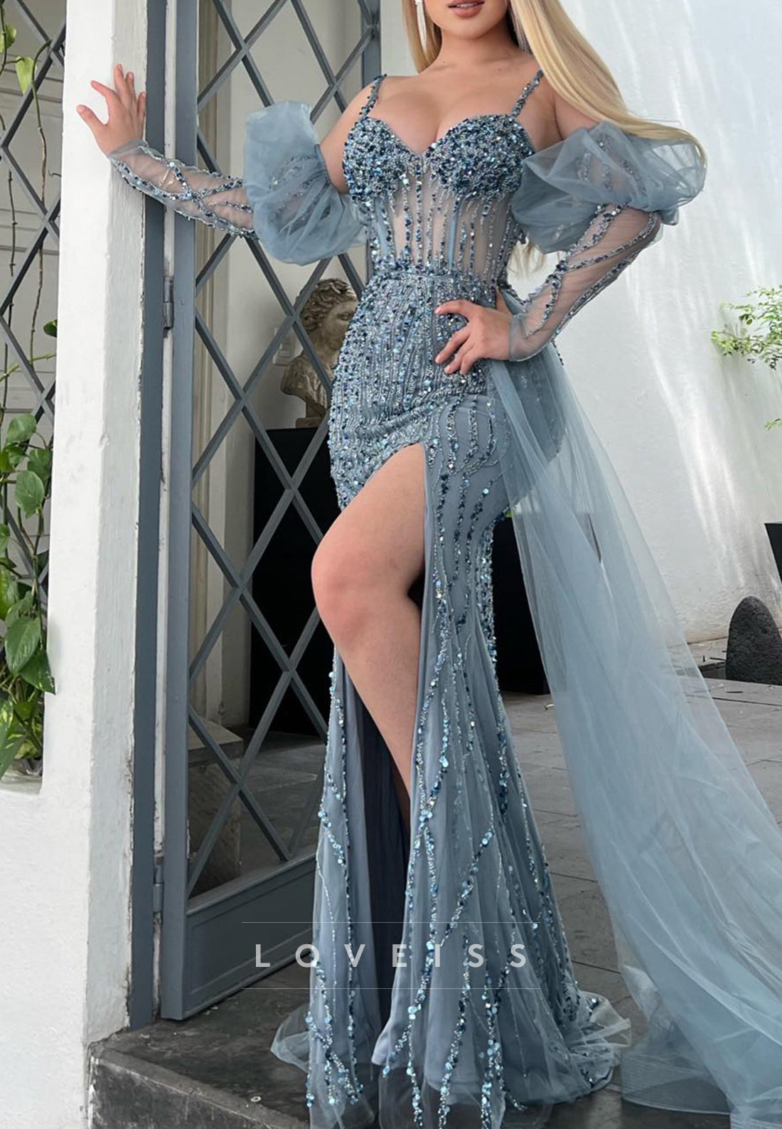 Sweetheart Beaded Embroidery Sequins Sparkly Mermaid Prom Dress