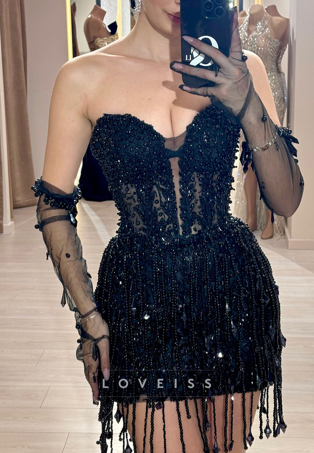 Sweetheart Beaded Embroidery Sheath Party Homecoming Dress