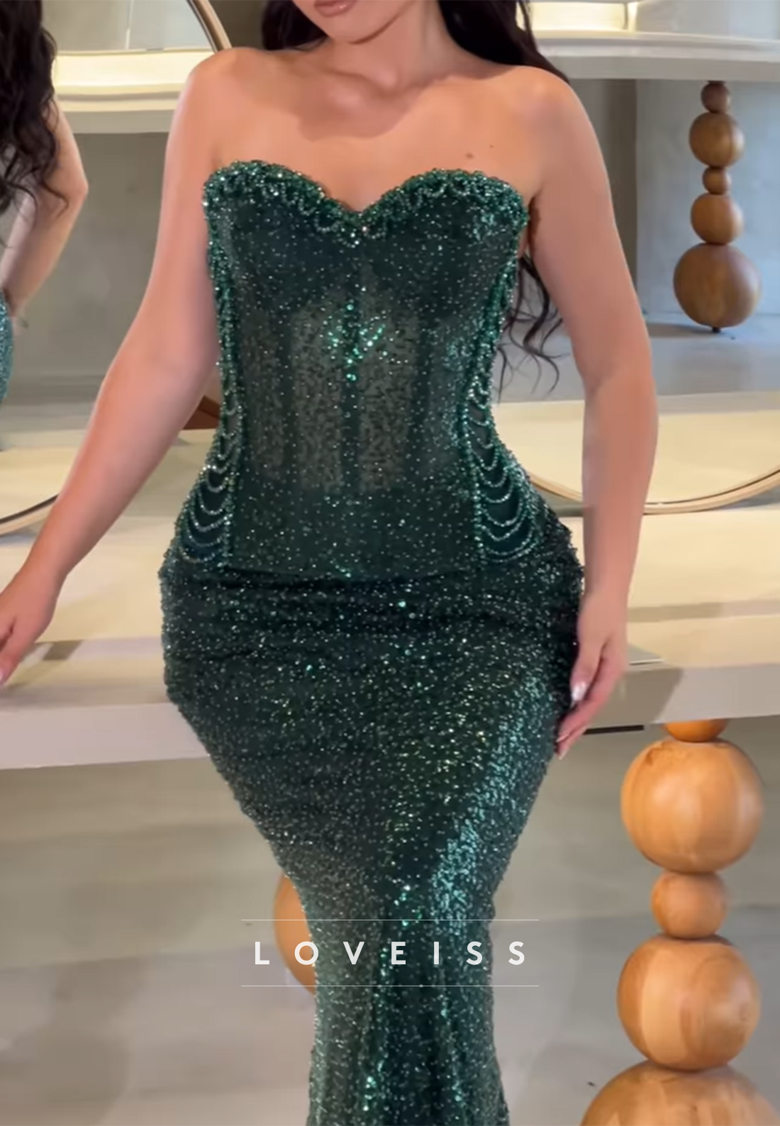 Sweetheart Beaded Embroidery Sleeveless Mermaid Sparkly Prom Dress