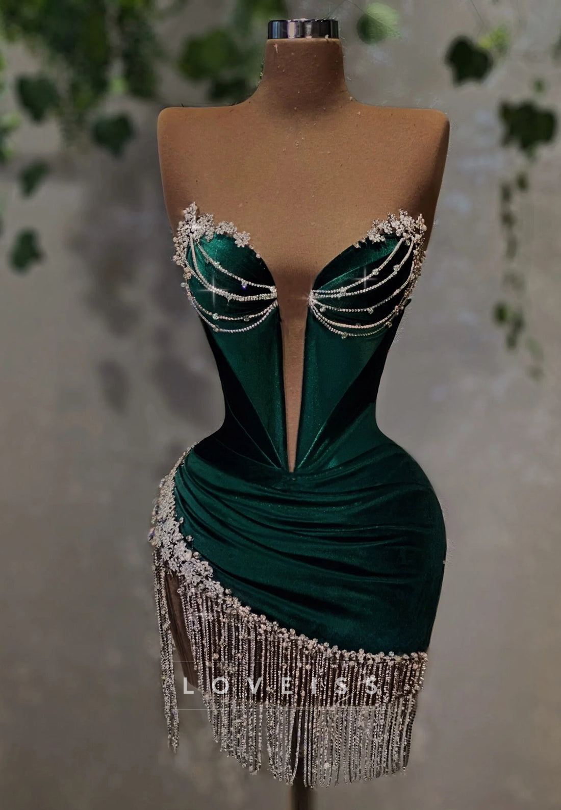 Sweetheart Beaded Fringe Sheath Party Homecoming Dress