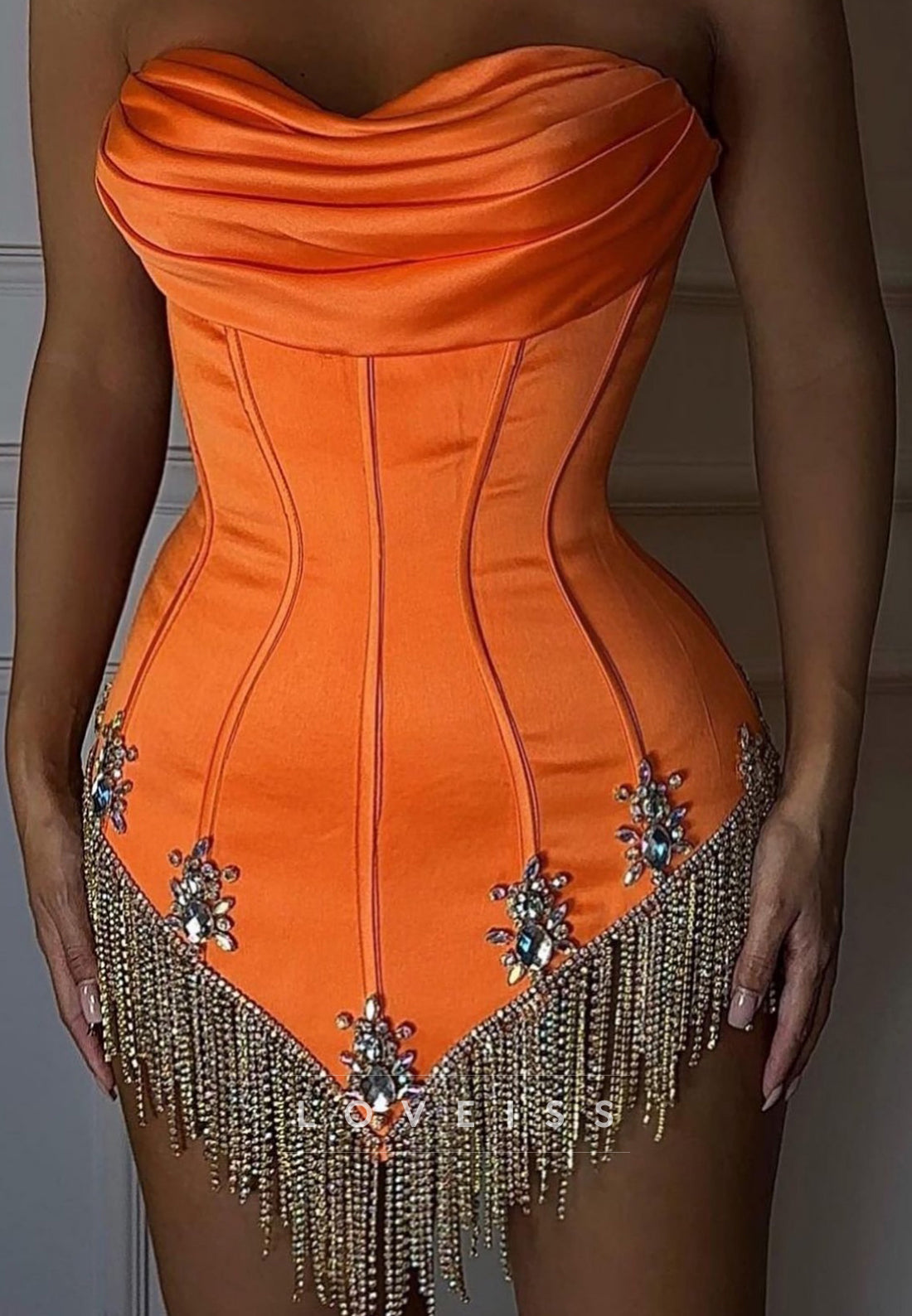 Sweetheart Beaded Fringe Sheath Party Homecoming Dress