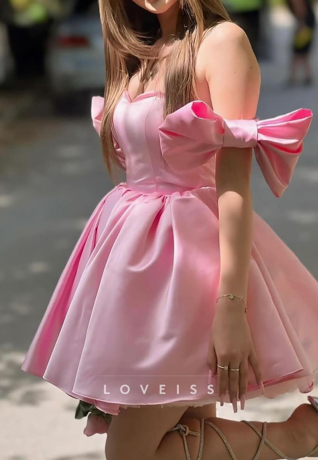 Sweetheart Bowknot Pleated A-Line Party Homecoming Dress