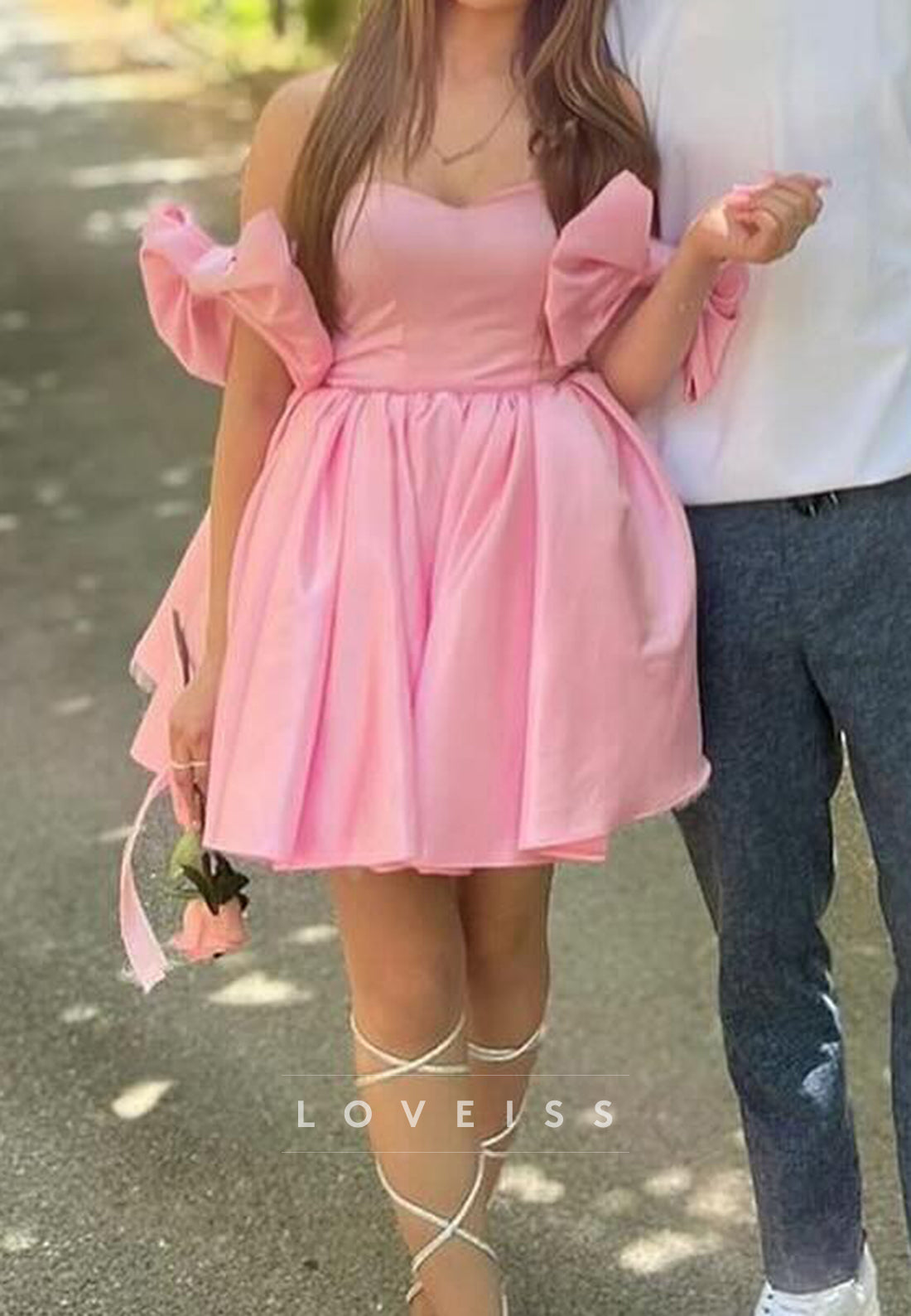 Sweetheart Bowknot Pleated A-Line Party Homecoming Dress