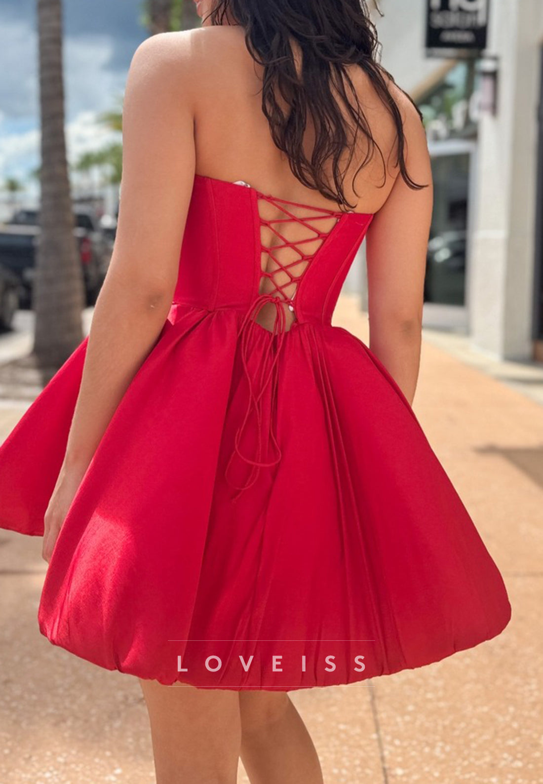 Sweetheart Corset Pleated A-Line Party Homecoming Dress