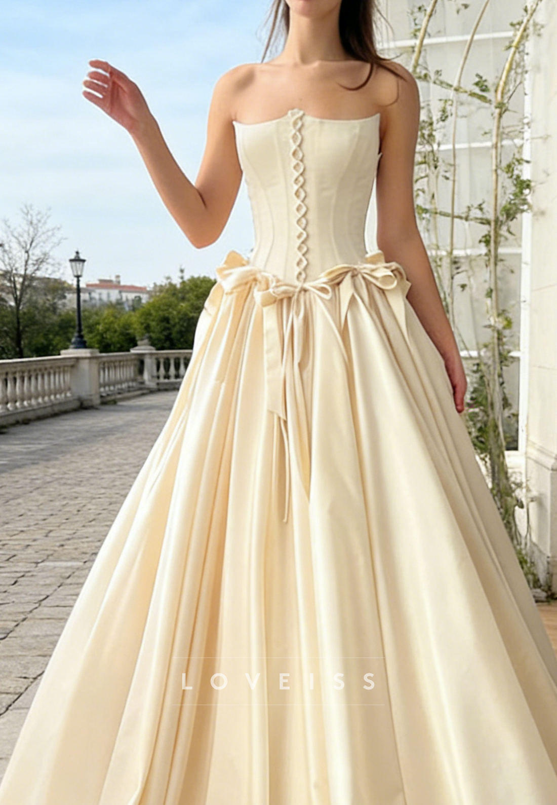 Sweetheart Evening Dress Sleeveless Bows A-Line Prom Dress