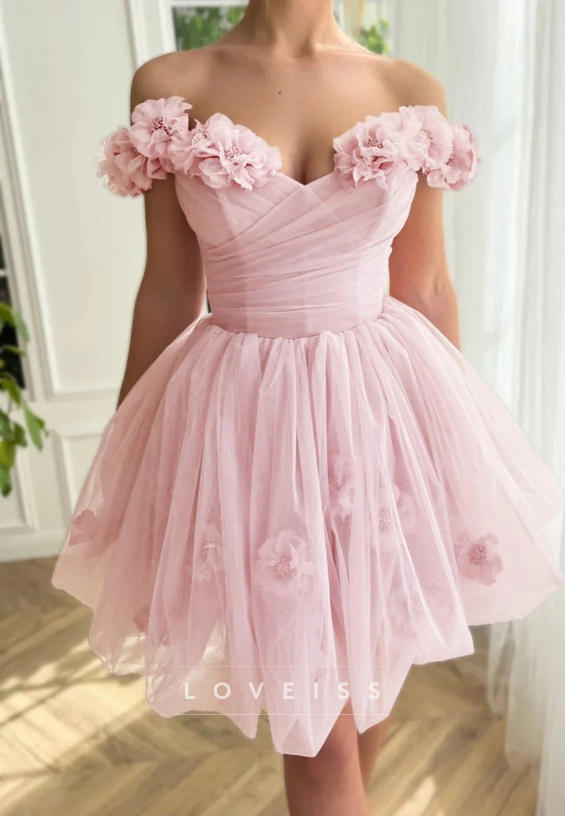 Sweetheart Floral Embellished Tulle A-Line Party Homecoming Dress