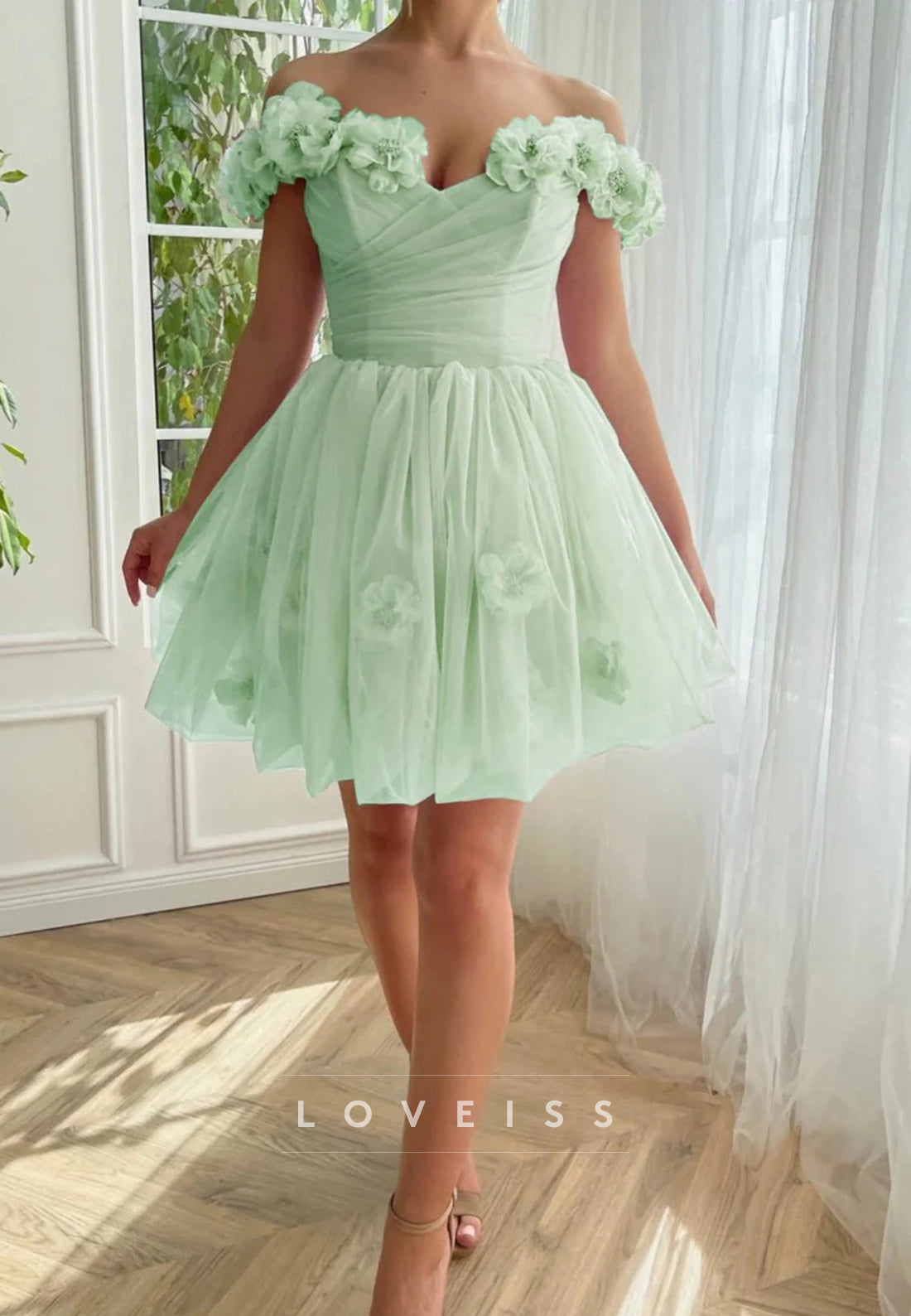 Sweetheart Floral Embellished Tulle A-Line Party Homecoming Dress