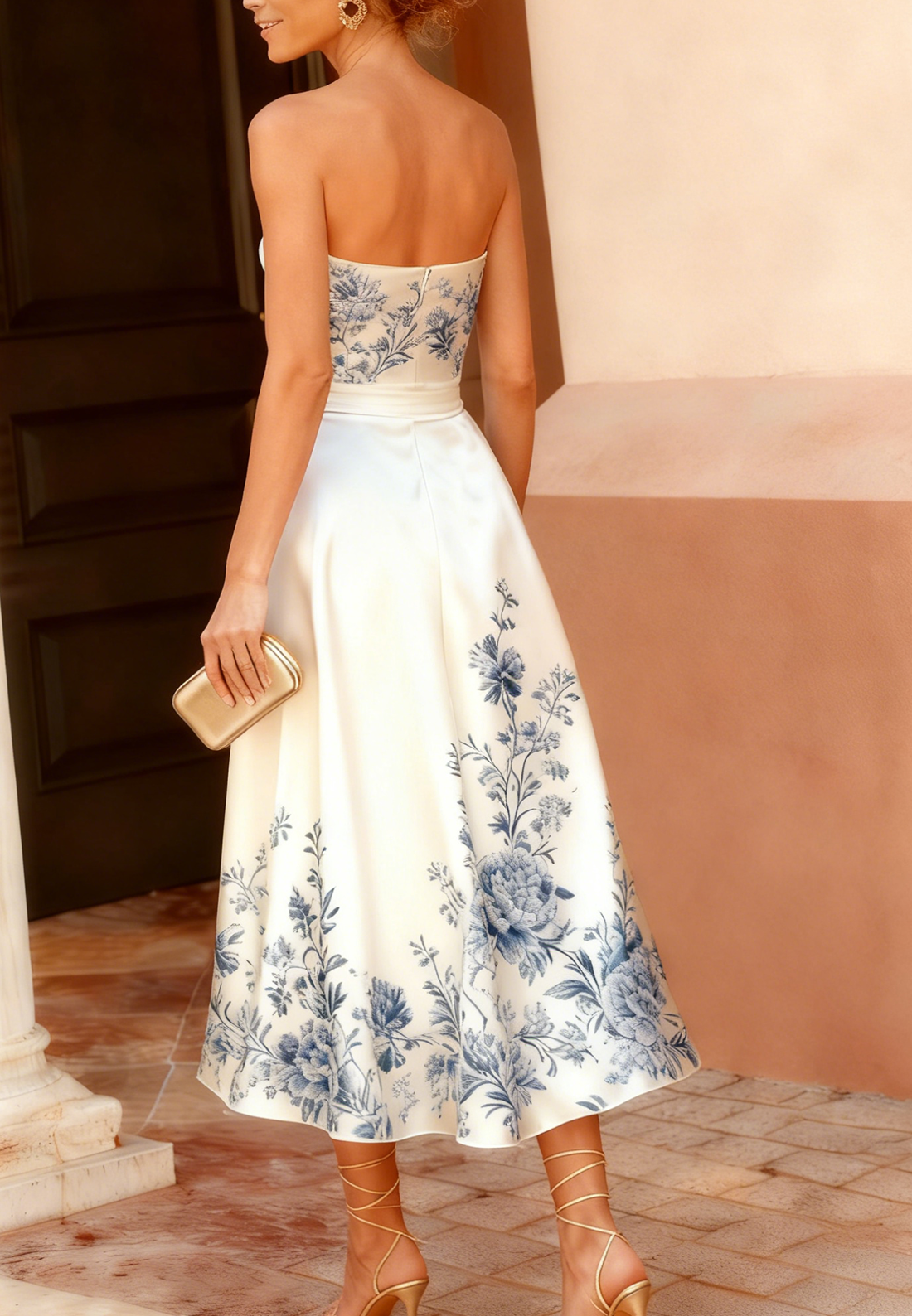 Sweetheart Floral Printed A-Line Satin Cocktail Mother of Bride Dress