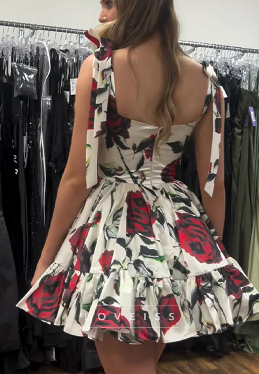 Sweetheart Floral Printed A-Line Short Party Homecoming Dress