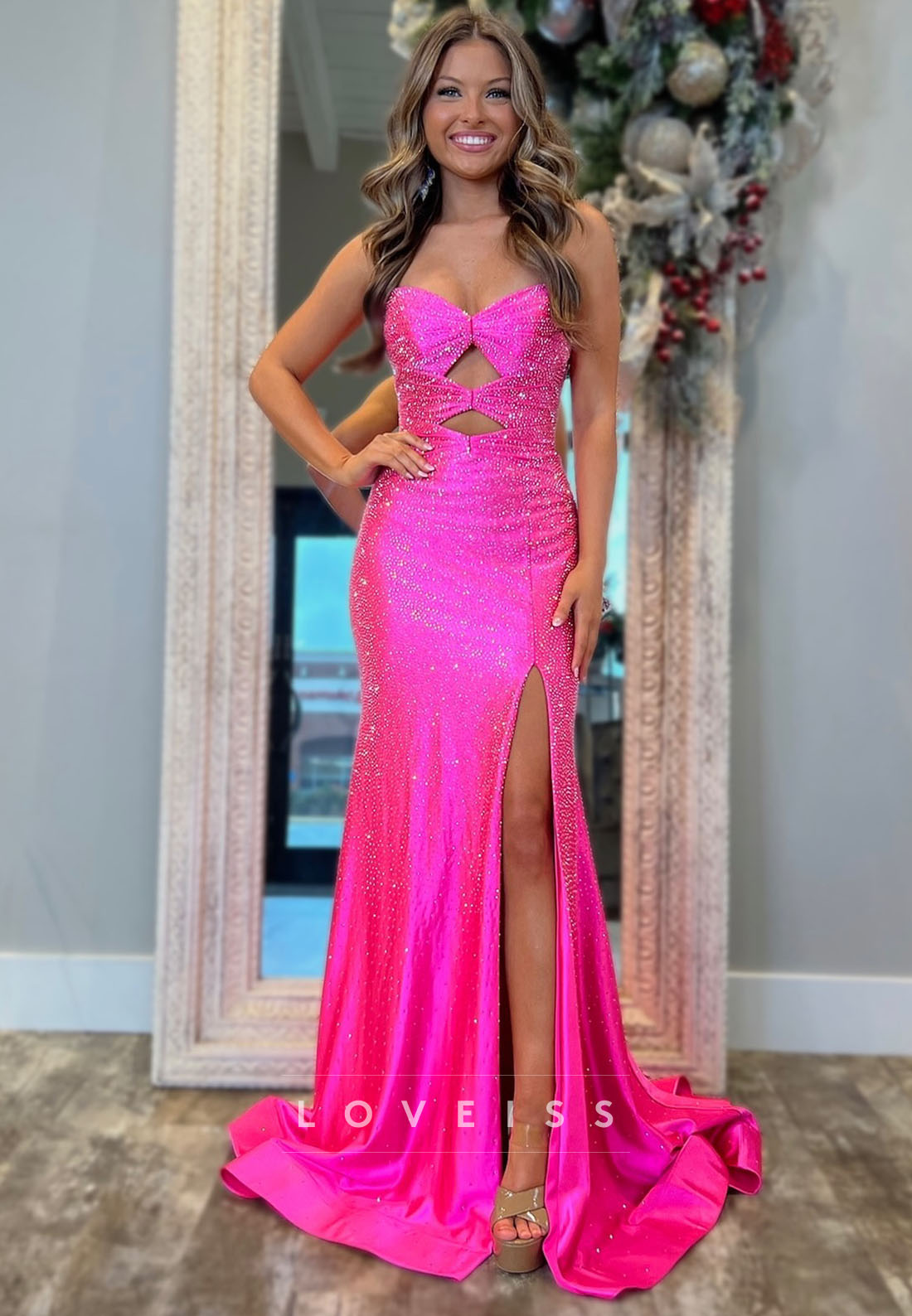 Sweetheart Illusion Sparkly Mermaid Prom Dress