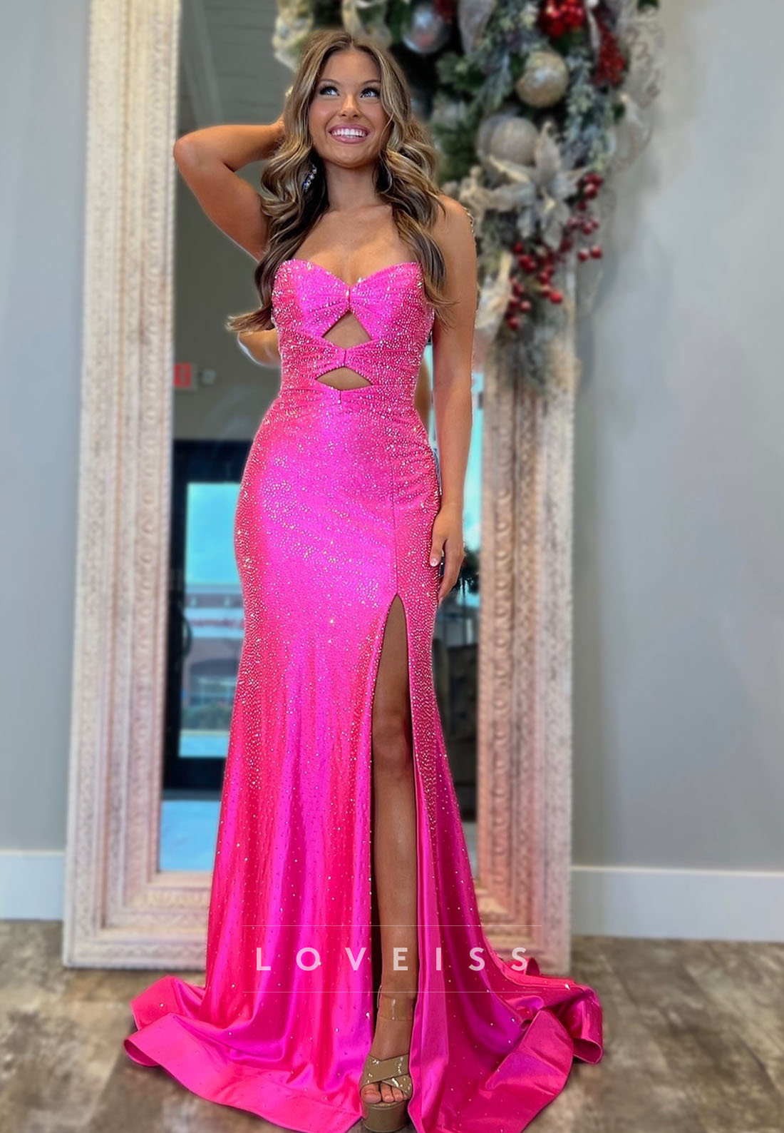 Sweetheart Illusion Sparkly Mermaid Prom Dress