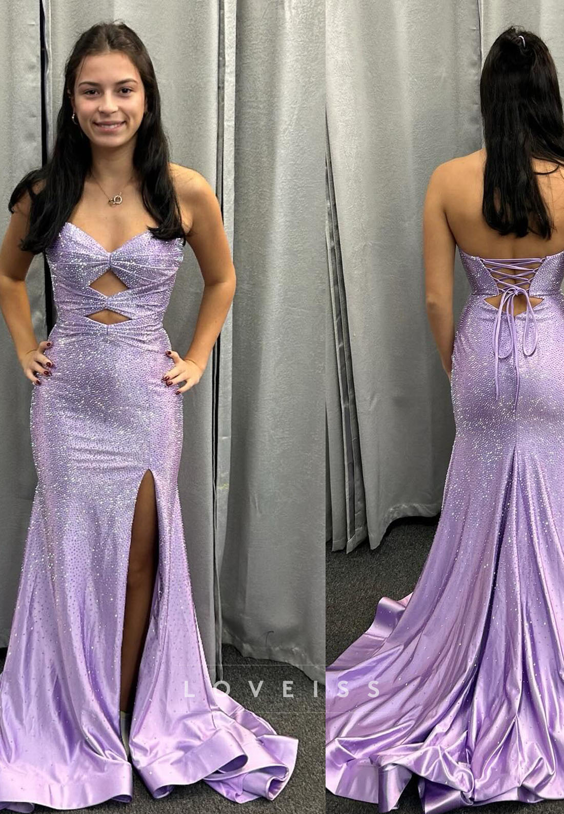 Sweetheart Illusion Sparkly Mermaid Prom Dress