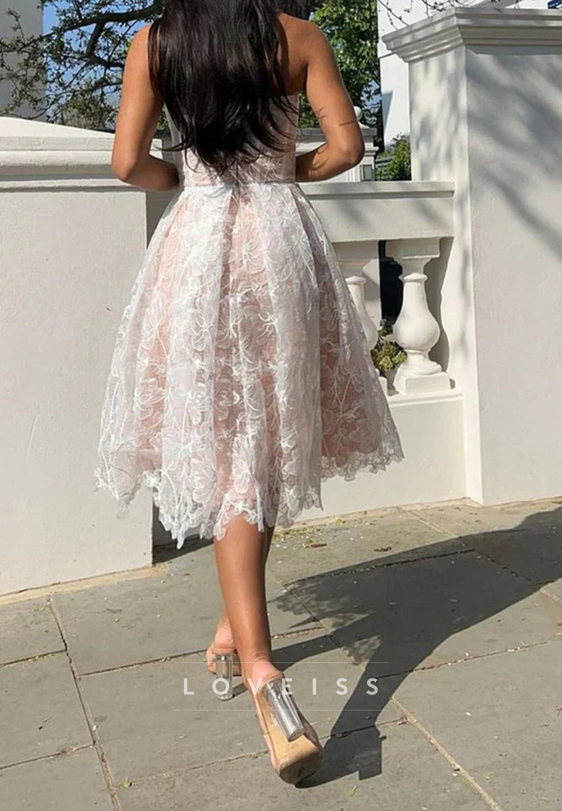 Sweetheart Lace Appliques A-Line Midi Party Homecoming Dress