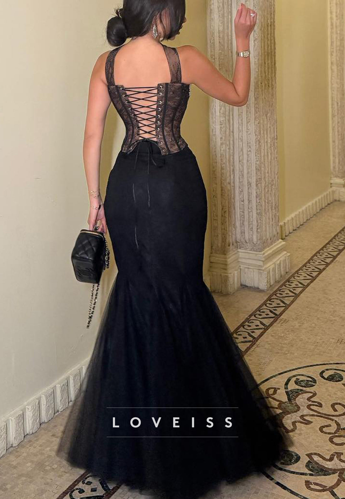 Sweetheart Lace Appliques Beaded Mermaid Evening Dress