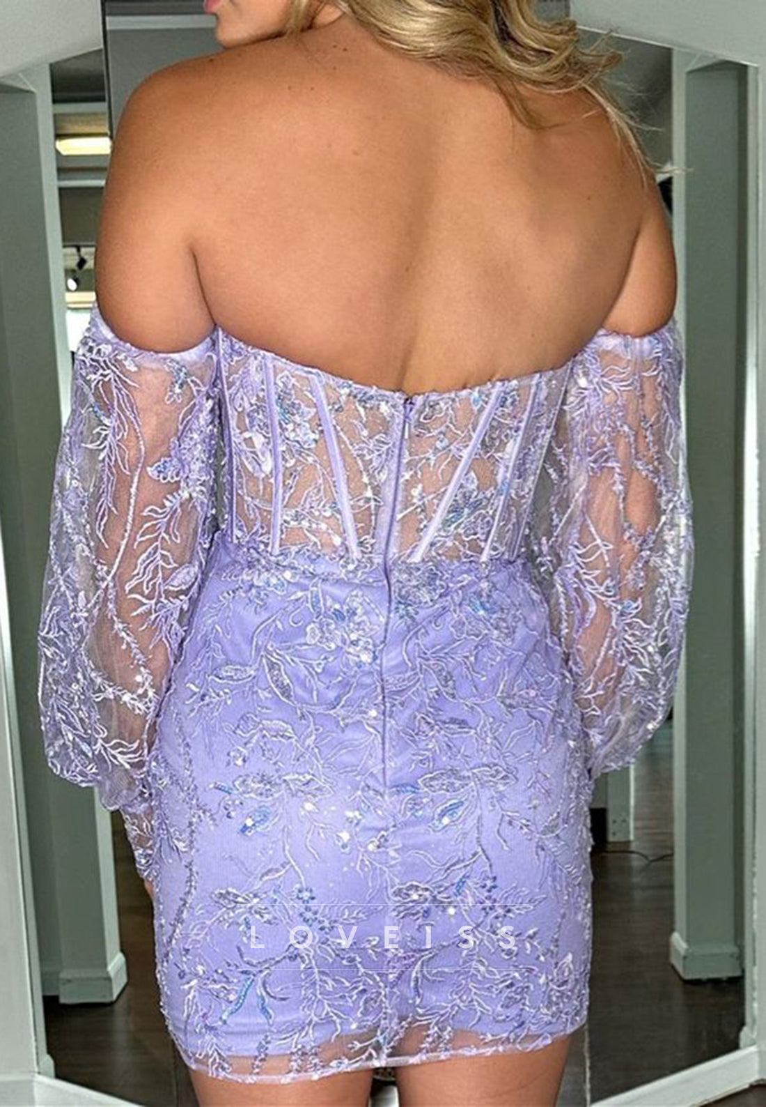 Sweetheart Long Sleeves Appliques Sheath Party Homecoming Dress