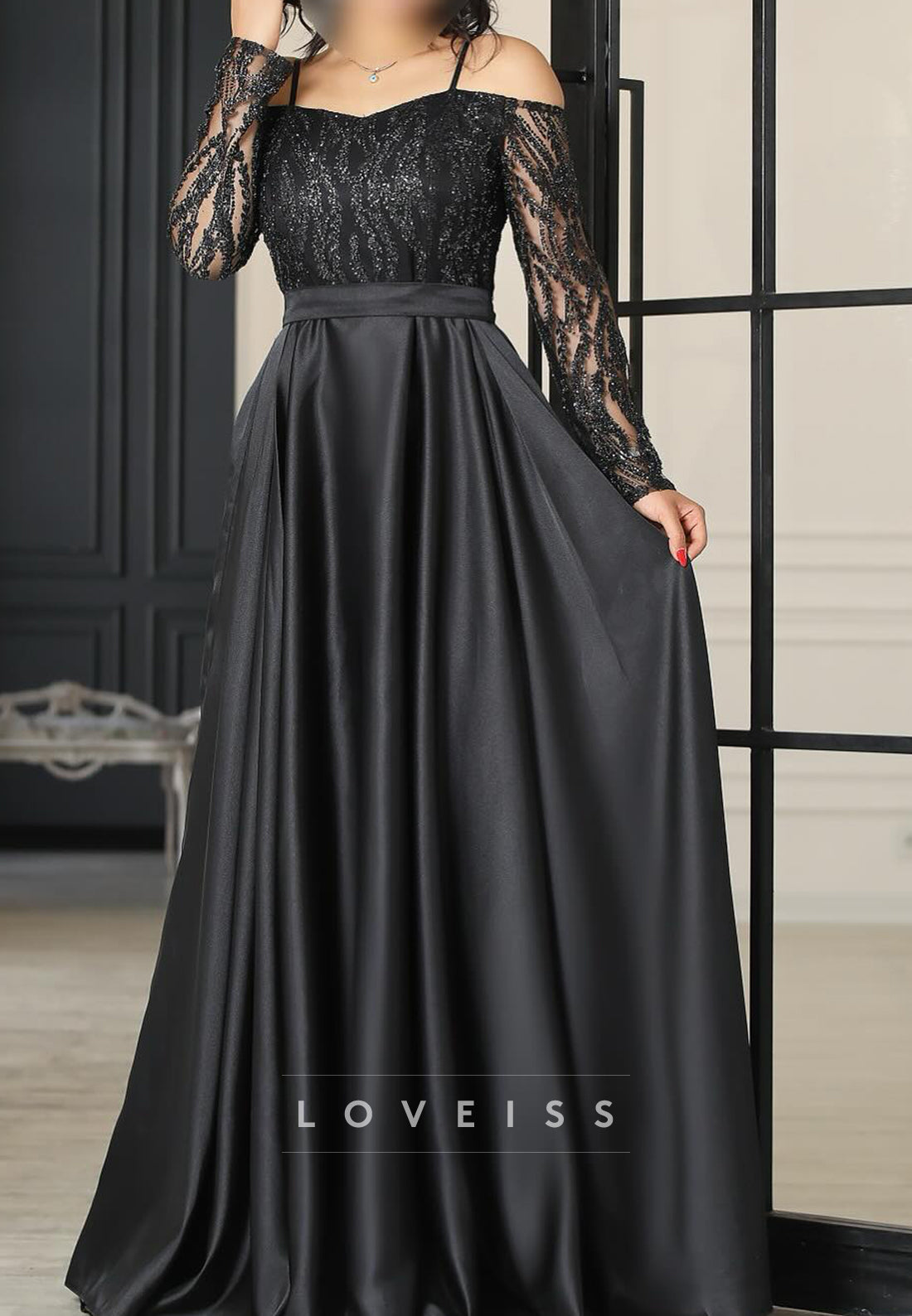 Sweetheart Long Sleeves Beaded Embroidery A-Line Mother of Bride Dress