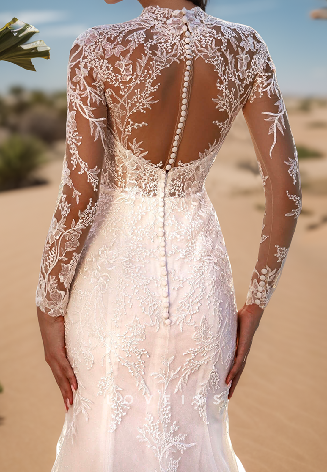 Sweetheart Long Sleeves Lace Appliques Mermaid Wedding Dress