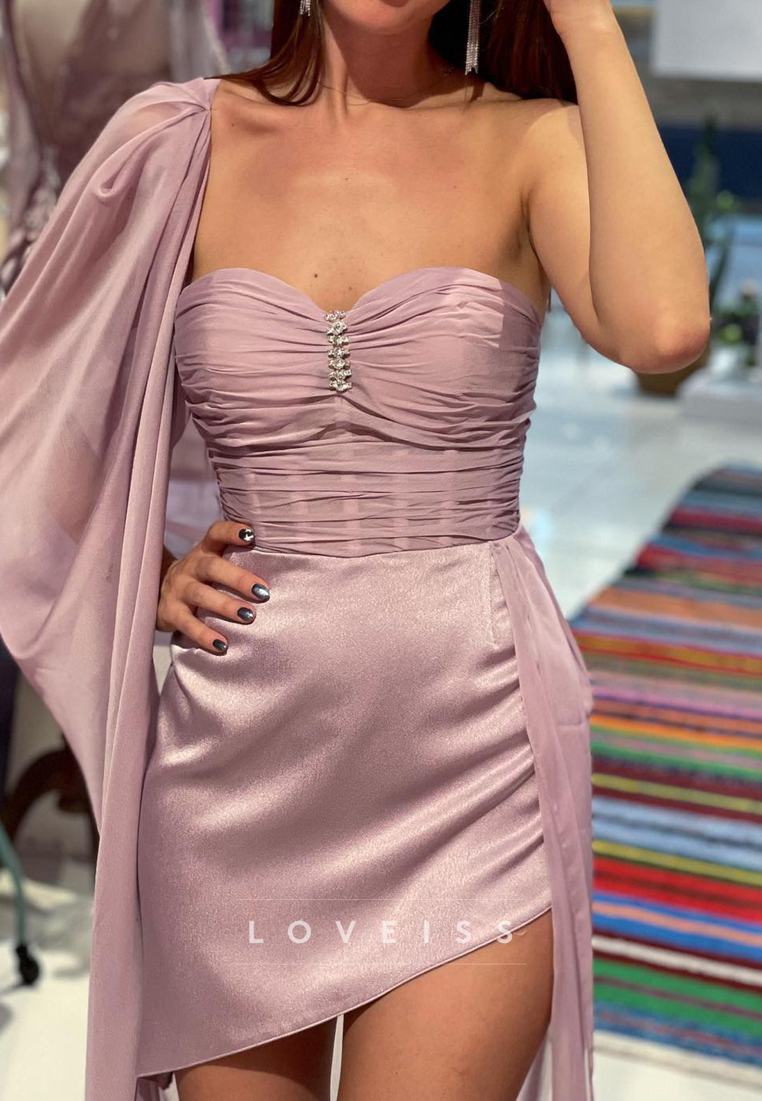 Sweetheart Long Sleeves Sheath Party Dress