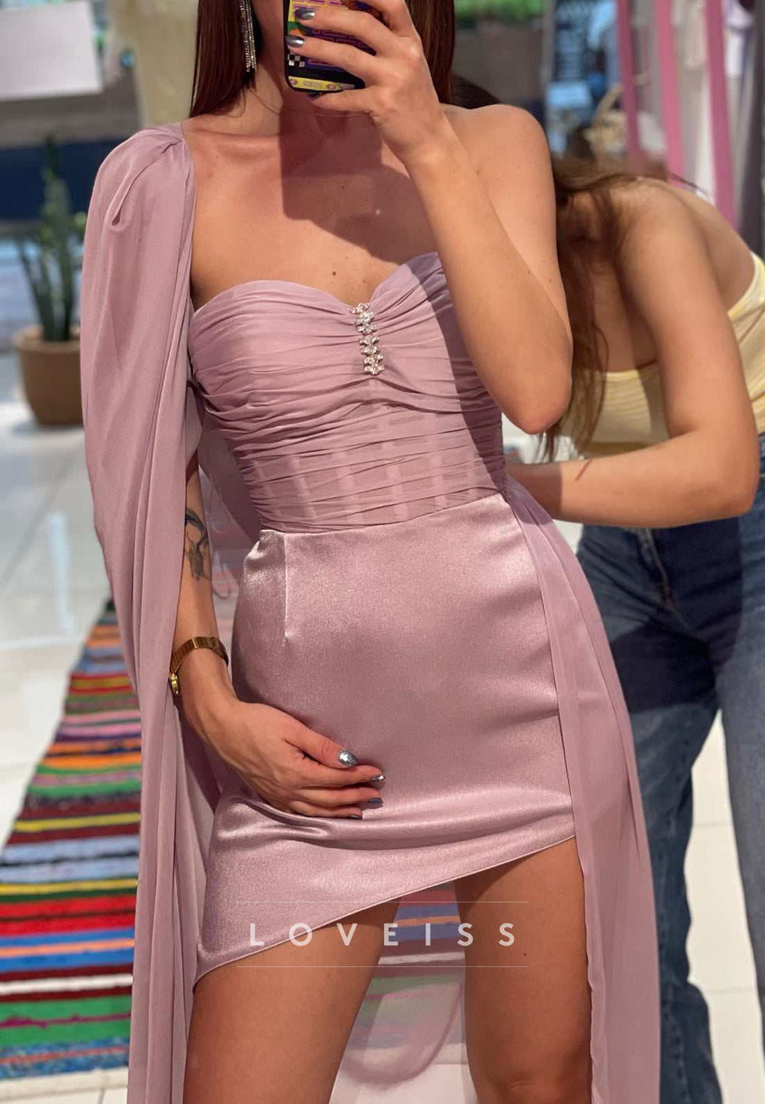 Sweetheart Long Sleeves Sheath Party Dress
