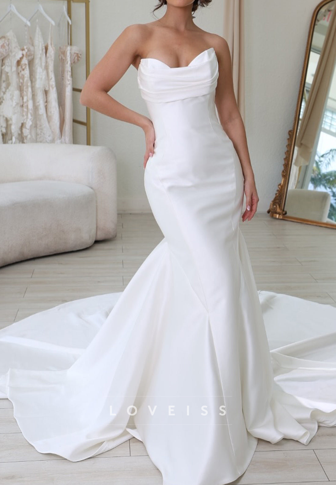 Sweetheart Mikado Satin Sleeveless Mermaid Wedding Dress