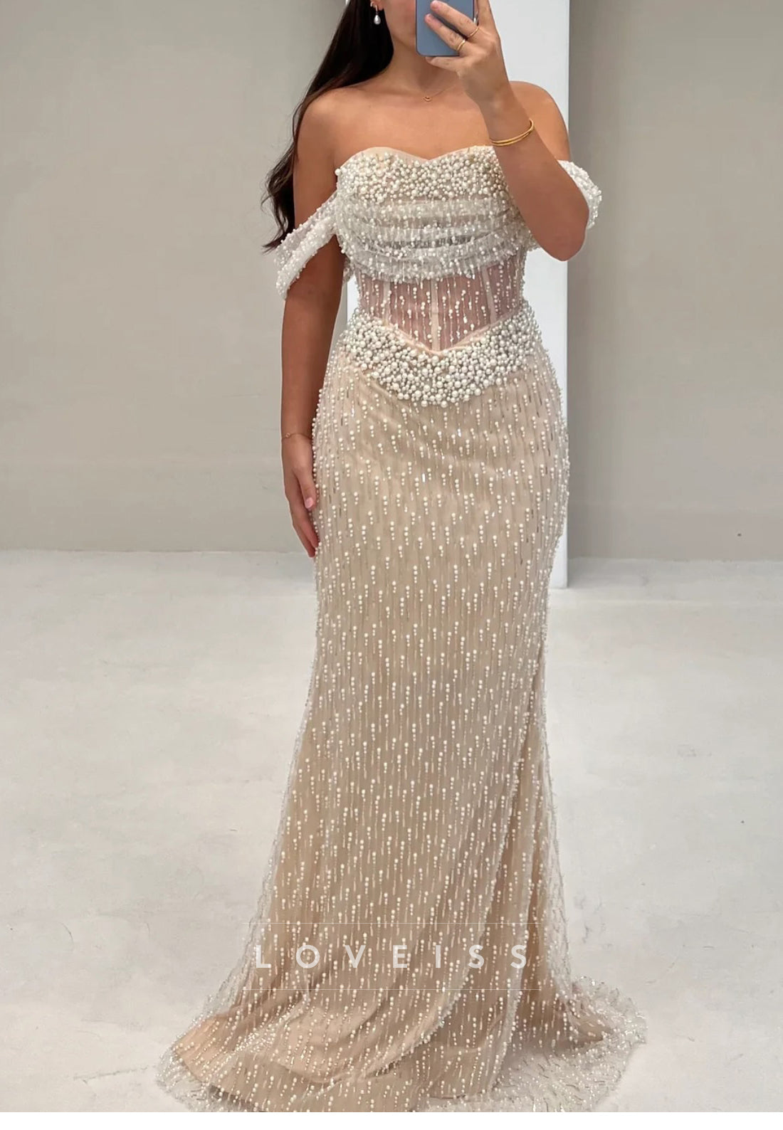 Sweetheart Pearl Beaded Embroidery Mermaid Prom Dress